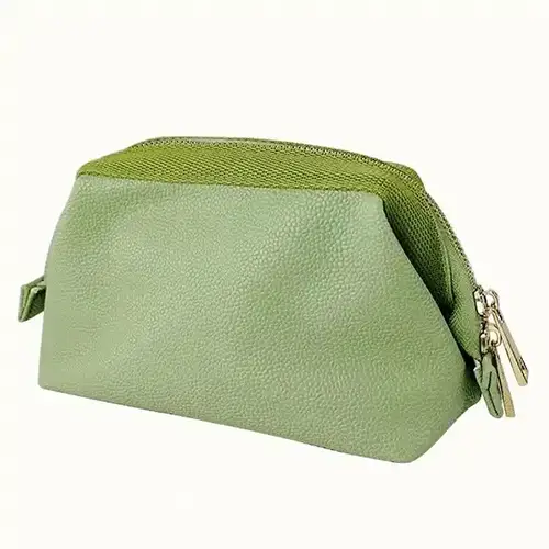 Chic verdant green PU leather cosmetic bag wholesale for beauty brands